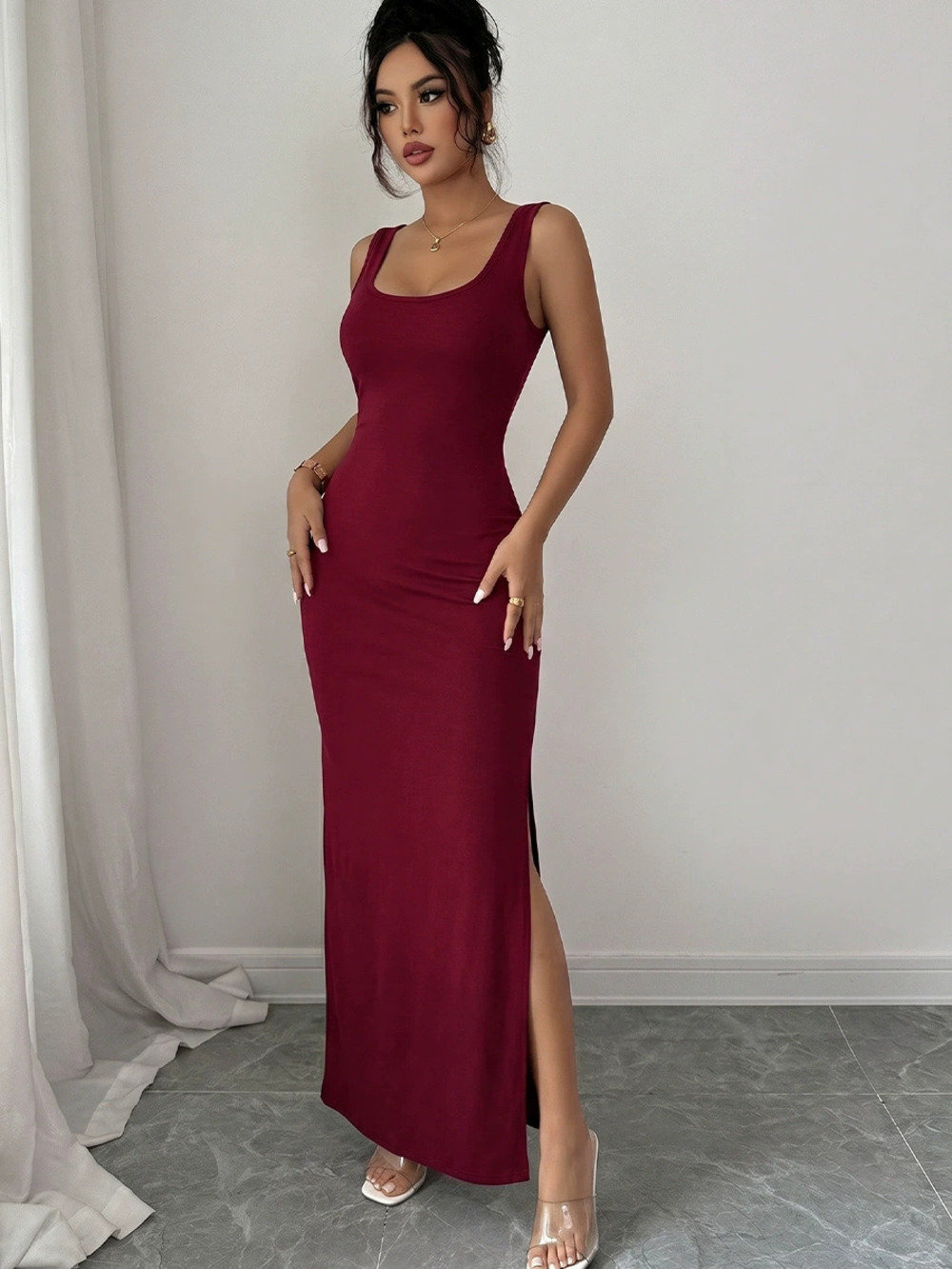 ZARA Sexy Bodycon Summer Russian Style Slit Maxi Tank Dress